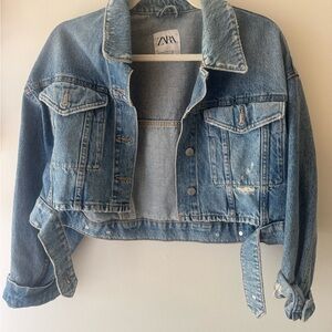Zara Distressed Blue Jean Jacket
